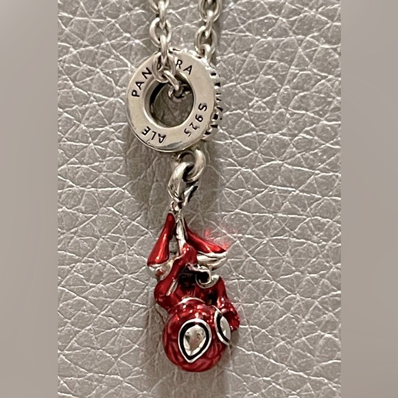 Pandora Marvel Hanging Spider-Man Sterling Silver Dangle Charm and Necklace - Picture 3 of 10